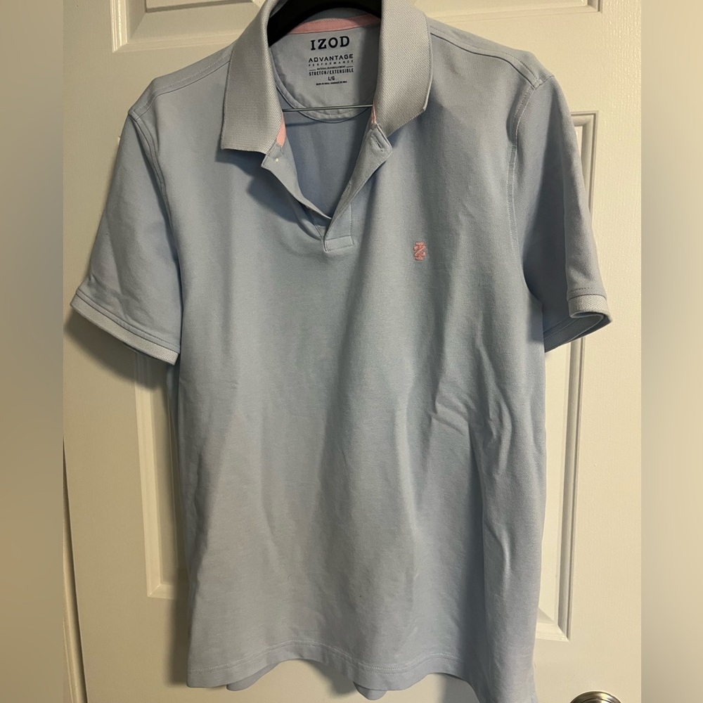 IZOD Men's Light Blue Polo Shirt Size Large